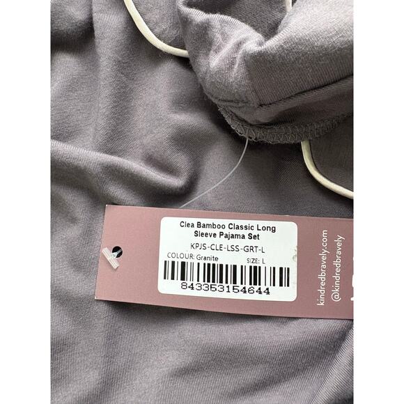 Kindred Bravely Clea Long Sleeve Button Down Pajama Top Granite Large Bamboo - Picture 6 of 6